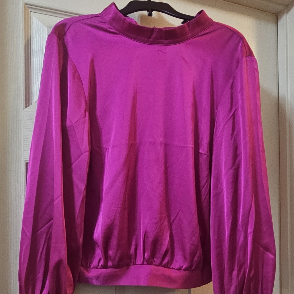 Express Vibrant Pink Long Sleeve Blouse NWT
